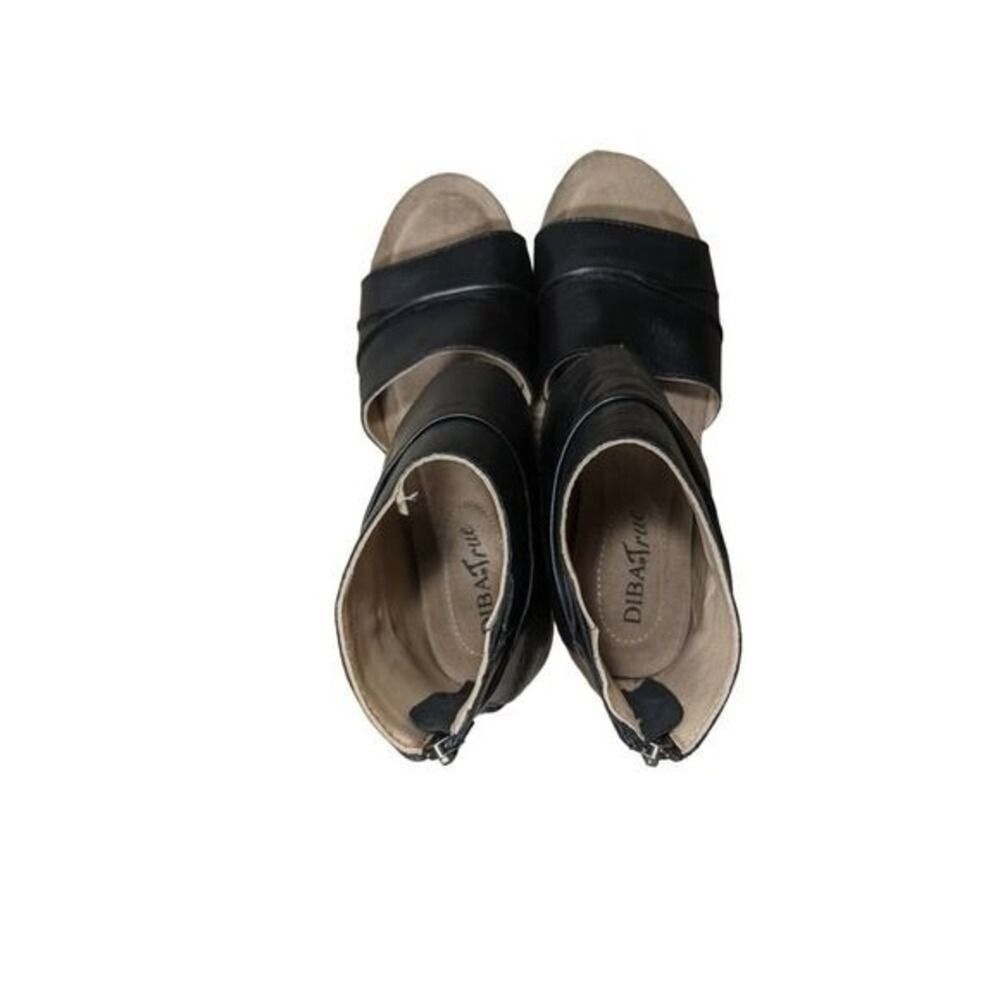 leather Diba True Next N Line 3" Wedge Sandals W/ 8.5 Black Cutout LN/NWB - Picture 10 of 13